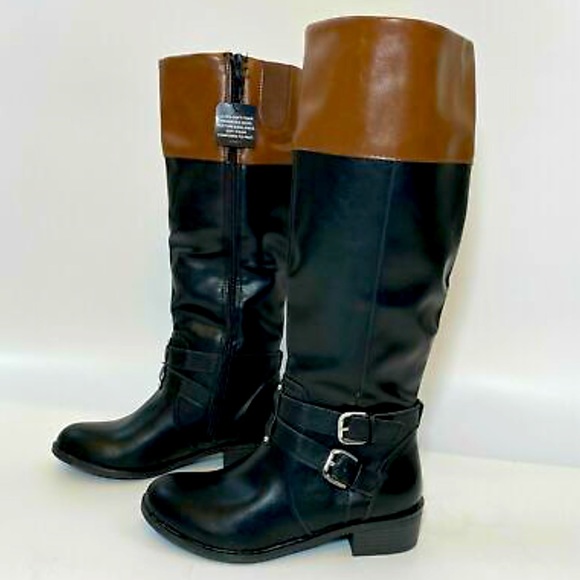 Arizona Jean Company Shoes - NWT Arizona Denver Memory Foam Black/ Brown Thigh Strapped Boots